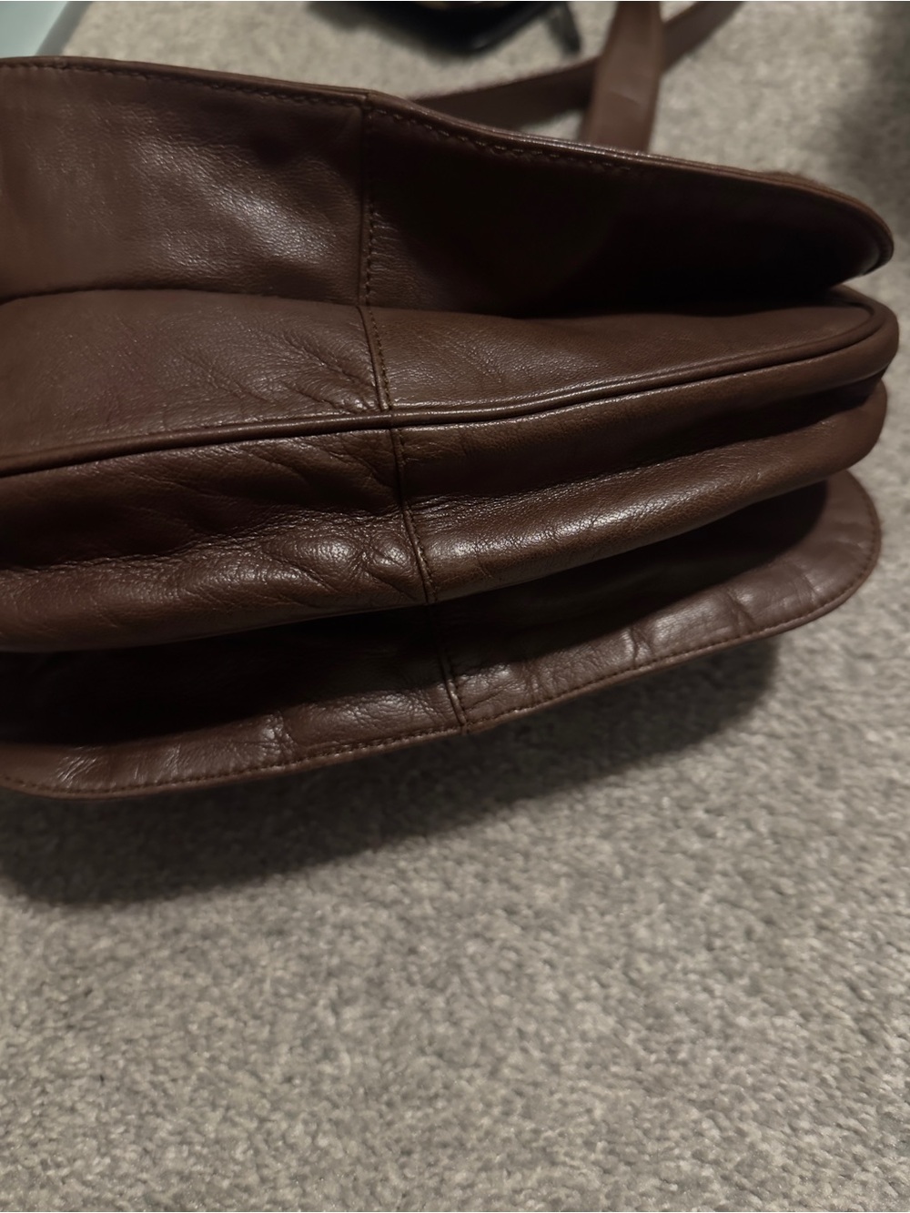 Vintage Loewe Dark Brown Leather Drawstring Shoulder Bag - Picture 2 of 11